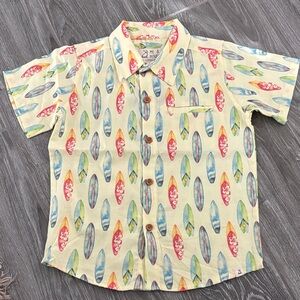 Me and Henry, London Vibrant Surfboard Print Kids Button Down Shirt NWT sz 5-6yr